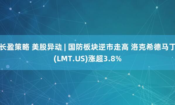 长盈策略 美股异动 | 国防板块逆市走高 洛克希德马丁(LMT.US)涨超3.8%